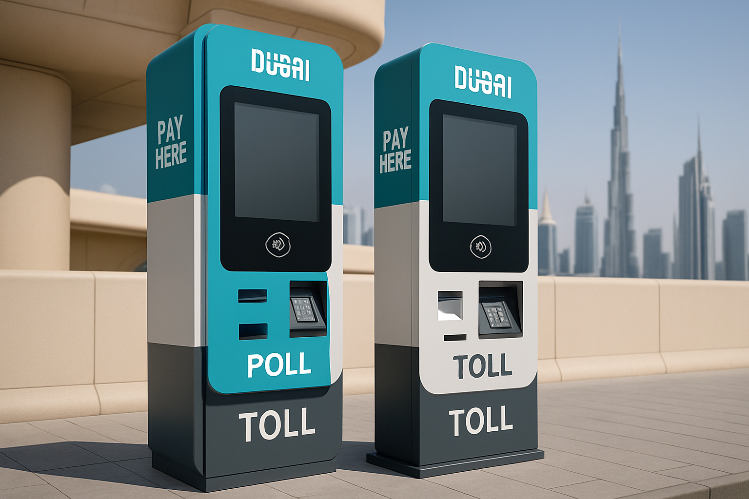 Modern payment kiosks for Dubai road tolls