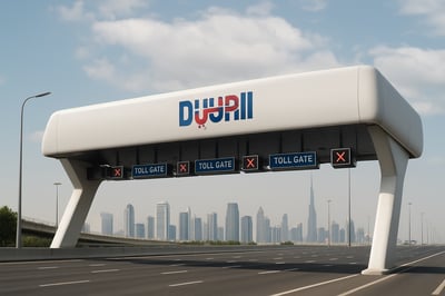 Modern toll gate system on a Dubai highway
