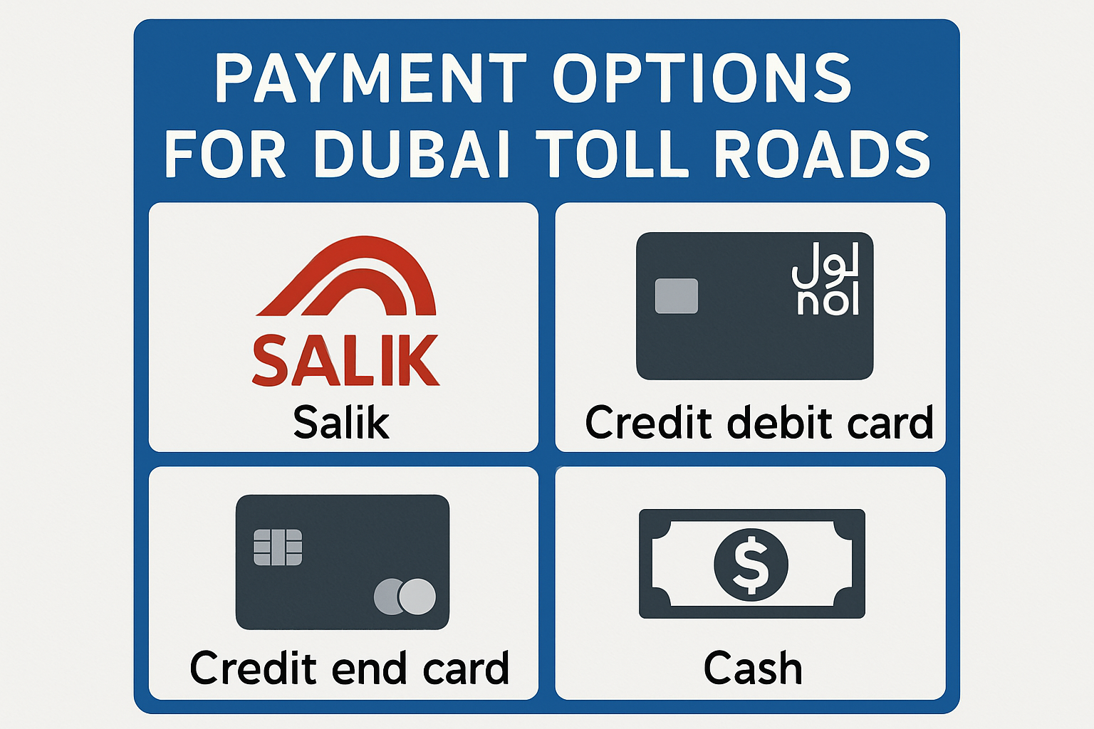 Payment options for Dubai toll roads